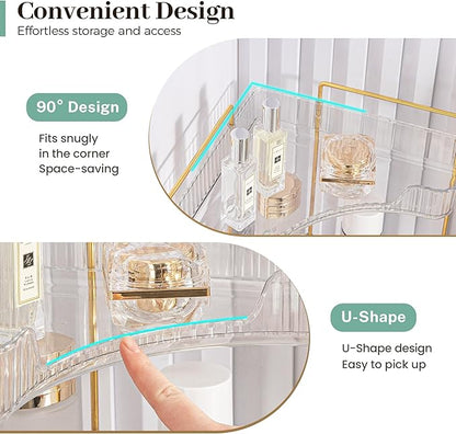 Aveniee Corner Bathroom Counter Organizer, Bathroom Countertop Shelf Makeup Organizer for Vanity Perfume Tray for Corner Storage (2 Tiers, Green)