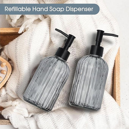 Topsky Glass Soap Dispenser with Plastic Pump, 400ml Liquid Hand Soap Dispenser, Rustproof Pump for Kitchen & Bathroom, Great for Lotions, Essential Oil, Liquid Soaps,Gray - Image 7