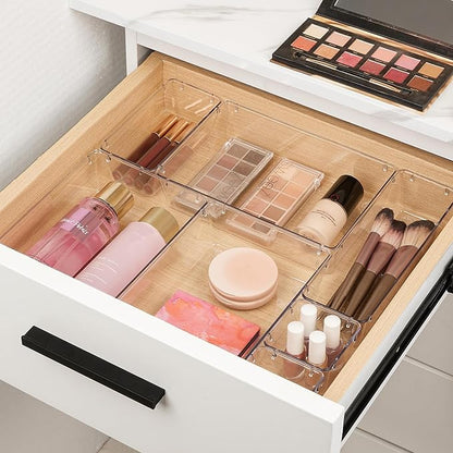 Vtopmart 10 Pcs Makeup Drawer Organizer Bins Set, 4 Size Plastic Makeup and Vanity Organizer Trays, Clear Acrylic Vanity Storage Containers for Cosmetics, Toiletries, Jewelry, Gadgets, Office Supply - Image 2