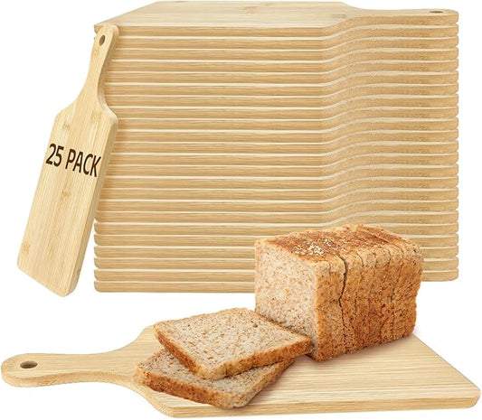 25 PCS Cutting Board Bulk Wood Chopping Board Laser Engraving Serving Board with Handle Charcuterie Boards for Customized Mother's Day Housewarming Gift 11" x 5" Bamboo by YOUKEOLA