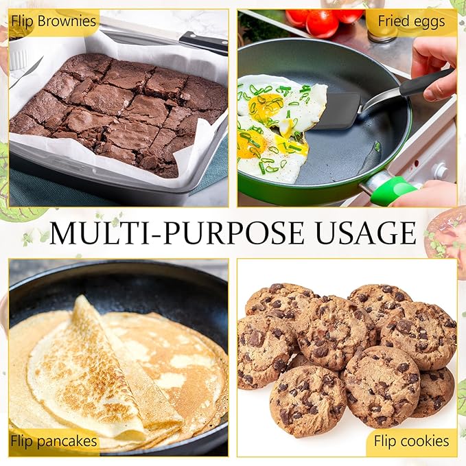 Silicone Cookie Spatula Turner 2 Pack Mini Brownie Spatula Flexible Kitchen Small Silicone Turner for Nonstick Cookware Heat Resistant No Scratch Flipper for Egg Pancake(Grey) - Image 6