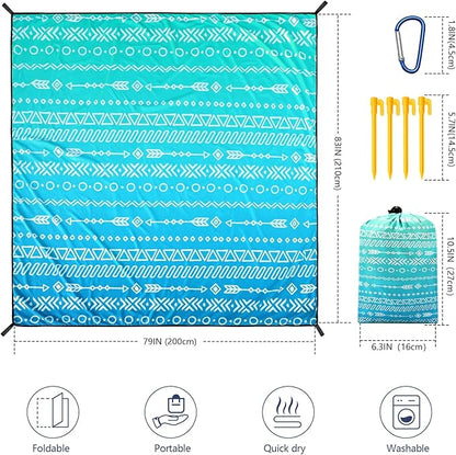 WIWIGO Beach Blanket Waterproof Sandproof Beach Mat 79" X 83"/10'x9'for 2-8 Adults Quick Drying Outdoor Picnic Mat Beach Accessories for Travel, Camping, Hiking - Image 2