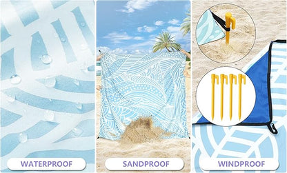 WIWIGO Beach Blanket Waterproof Sandproof Beach Mat 79" X 83"/10'x9'for 2-8 Adults Quick Drying Outdoor Picnic Mat Beach Accessories for Travel, Camping, Hiking - Image 4