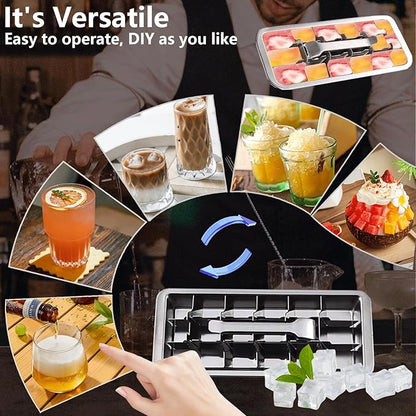 Stainless Steel Ice Cube Trays, Metal Ice Cube Trays for Freezer Vintage Inspired Design with Release Lever Remove Handle for Making Large Cubes Kitchen & Bar (2 pack) - Image 4