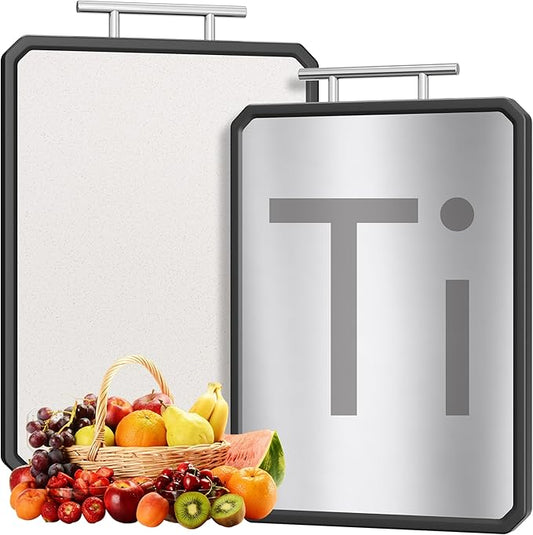 Titanium Cutting Boards for Kitchen, Large 16x11 Inch Pure Titanium and Wheat Straw PP Double Sided Chopping Board, Dishwasher Safe, Easy to Clean by NewEnglandStories