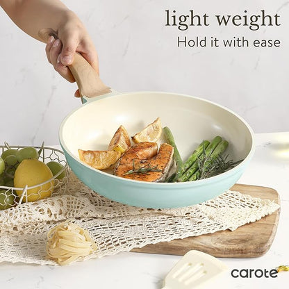 CAROTE 21-Piece Ceramic Pots and Pans Cookware Set, Non Stick Induction Cook Ware Kitchen Cooking Set Non-Toxic Health, PFAS Free - Image 8