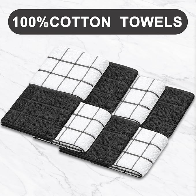 Oven Mitts Kitchen Towels and Dishcloths Pot Holders Sets, Oven Gloves Kitchen Dish Towels 500 Degree Heat Resistant Potholders with Non-Slip Silicone Surface for Cooking, Grilling, Baking-Black - Image 5