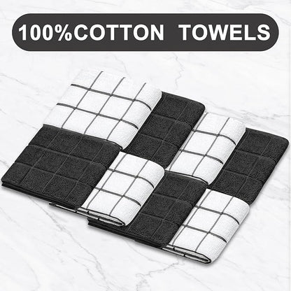 Oven Mitts Kitchen Towels and Dishcloths Pot Holders Sets, Oven Gloves Kitchen Dish Towels 500 Degree Heat Resistant Potholders with Non-Slip Silicone Surface for Cooking, Grilling, Baking-Black - Image 5