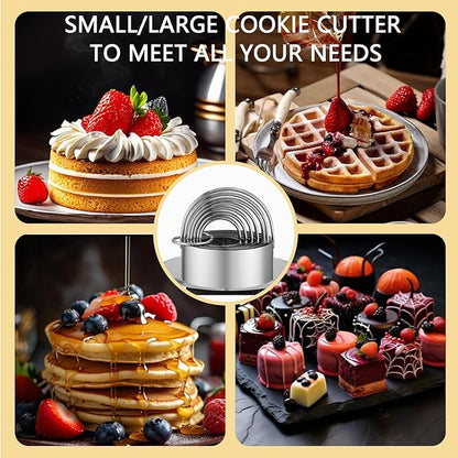 6 Pcs Large Cookie Cutters (2, 2.3, 2.8, 3.14, 3.54, 3.9 Inch), Round Biscuit Cutter Set with Handle and Big Ring, Professional Baking Dough Cutter Tools for Cakes, Sandwiches, Donuts, Dumplings - Image 8