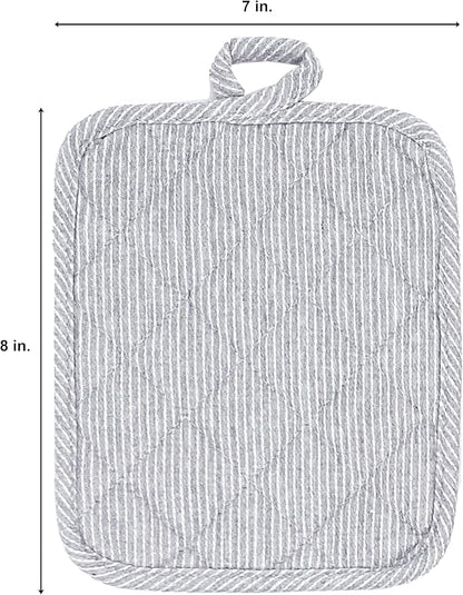 American Linen Pot Holders, Hot Pads, Table Pads for Kitchen and Dining Table, Non Slip Heat Resistant Hot Pot Holder (Grey, 4 Pack)