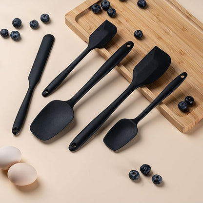 Silicone Spatula Set, 5 Piece Food Grade Rubber Spatulas for Baking, Cooking, and Mixing High Heat Resistant Non Stick Dishwasher Safe BPA-Free (Grey) - Image 7