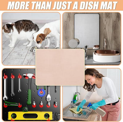 Hushee 2 Pack Extra Large Dish Drying Mat Microfiber Absorbent Dish Drying Pad Large Size Dishes Drainer Mats for Countertop, Sink, Refrigerator or Dryer (30 x 24 Inch,Beige) - Image 6