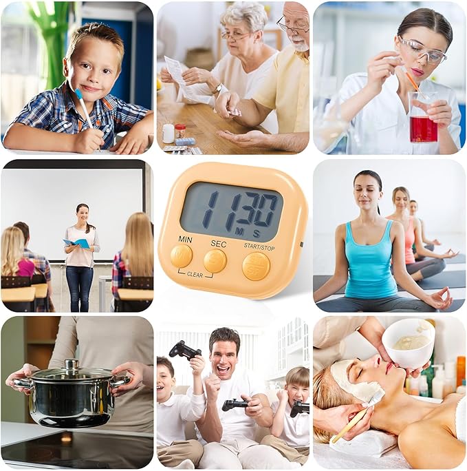 Weewooday 50 Pcs Large Classroom Timers Stopwatch Magnetic Kitchen Digital Timer Electronic Countdown Multi Function Loud Alarm Stopwatch for Cooking Sports Study Work Exercise Oven (10 Colors)