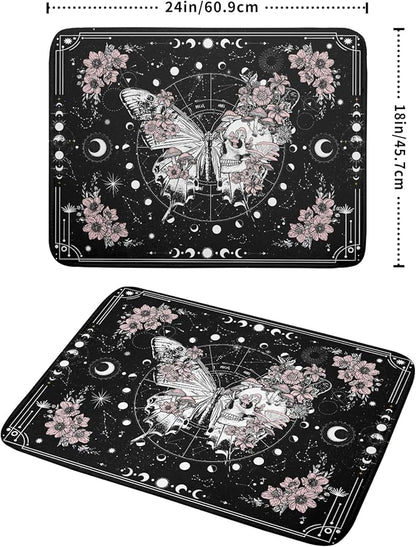 Skeleton Butterfly Dish Drying Mat Black Skull Absorbent Dish Drainer for Kitchen Counter Holiday Decor - Image 2