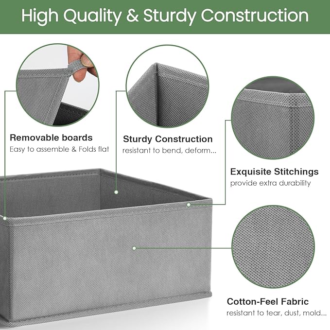 Criusia Drawer Organizer Clothes, 24 Pack Underwear Drawer Organizers, Foldable Closet Organizers and Storage Dresser Drawer Dividers Clothing Organizer for Clothes, Socks, Scarves, Bra, Ties (Grey) - Image 3