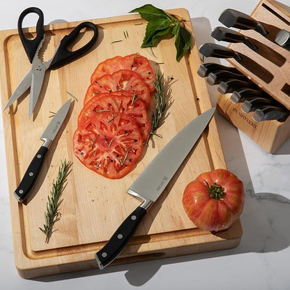 Yatoshi 15 Piece Black Knife Block Set - Pro Kitchen Knife Set Ultra Sharp High Carbon Stainless Steel with Ergonomic Handle - Image 6