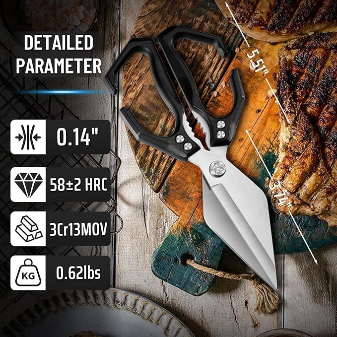 Dream Reach Kitchen Shears for Food Heavy Duty Poultry Shears with Ergonomic Handle, Japanese High-Carbon Steel Culinary Scissors for Chicken, Meat, Seafood, Bone Cutting, Christmas Gifts for Men - Image 5