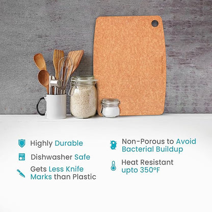Dishwasher Safe Cutting Board for Kitchen - Large Composite Wood Chopping Board, Thin & Lightweight, Heat Resistant, BPA-Free and Eco-Friendly Cutting Board for Meal Prep, 14.5 x 11.25 Inch (Natural) - Image 4
