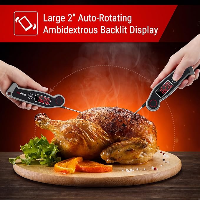 TempPro TP19 Waterproof Digital Meat Thermometer for Grilling with Ambidextrous Backlit & Thermocouple Instant Read Kitchen Cooking Food Thermometer for Candy Water Grill Smoker (Previously ThermoPro) - Image 4