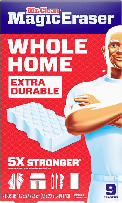Mr. Clean Magic Eraser Sponge, All Purpose Cleaner, Cleaning Scrubber, Wall, Sneaker, Kitchen, Bathroom, Shower Cleaner, Cleaning Supplies, Melamine Sponge, Cleaning Pads, Extra Durable, 9ct - Image 10
