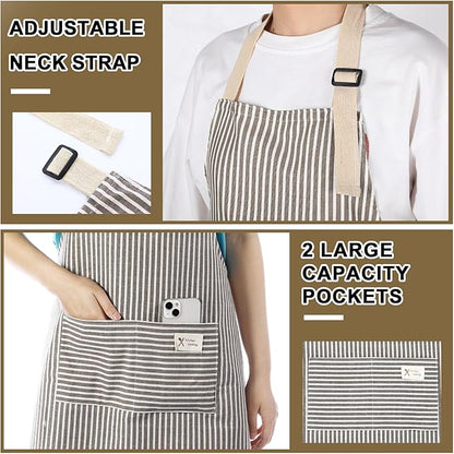 Janmercy 24 Pcs Aprons for Women Men with 2 Pockets Linen Cooking Kitchen Apron Adjustable Bib Chef Apron Bulk Aprons Unisex