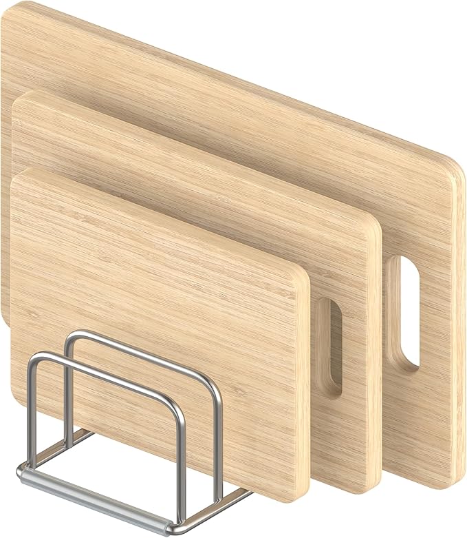 KORRTFID Cutting Board Organizer Stand Holder,304 Stainless Steel Chopping Board Holder,Pot Pan Lid Holder Rack kitchen Shelf Bakeware,Cookie Sheets Organizer (1.0 Inch Width Slots) by KORRTFID