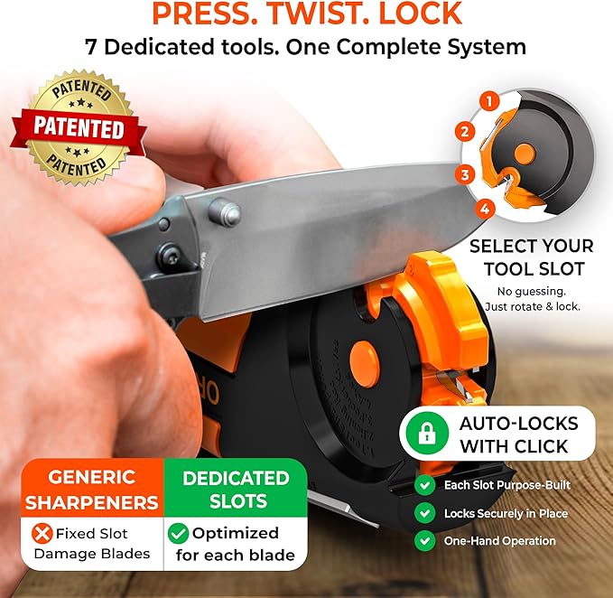 Orange Ninja 7-in-1 Garden Tool & Knife Sharpener – Sharpens Axe, Hatchet, Machete, Pruner & Shears – One Tool for All Your Outdoor Blades – Gift for Gardeners - Image 7