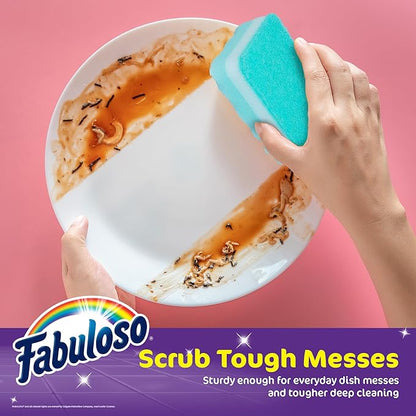 Fabuloso Scratch-Free Kitchen Dish Sponges, Rainbow Cellulose Scrubber Sponge with Scouring Pad for Dishes, Pots, Pans, Counters and Sinks, Tough on Messes, 4.25 x 2.75 x 1.25 in, 12 Count - Image 3