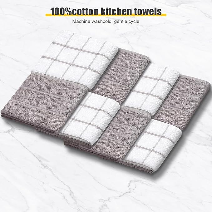 Oven Mitts Kitchen Towels and Dishcloths Pot Holders Sets, Oven Gloves Kitchen Dish Towels 500 Degree Heat Resistant Potholders with Non-Slip Silicone Surface for Cooking, Grilling, Baking-Gray - Image 6