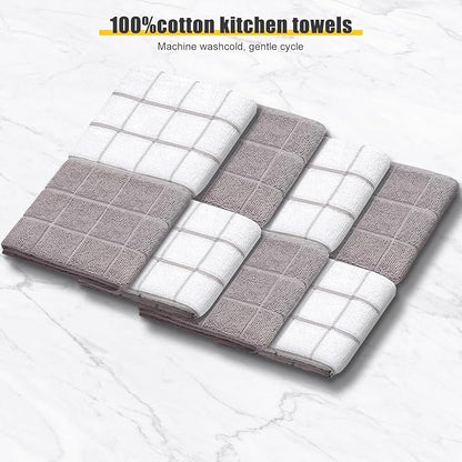 Oven Mitts Kitchen Towels and Dishcloths Pot Holders Sets, Oven Gloves Kitchen Dish Towels 500 Degree Heat Resistant Potholders with Non-Slip Silicone Surface for Cooking, Grilling, Baking-Gray - Image 6