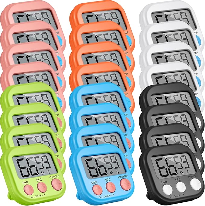 Weewooday 24 Pcs Digital Kitchen Timer Magnetic Timer Bulk On/Off Switch Minute Second Count up Countdown Loud Alarm for Exercise Cook Baking (Classic Color) by Weewooday