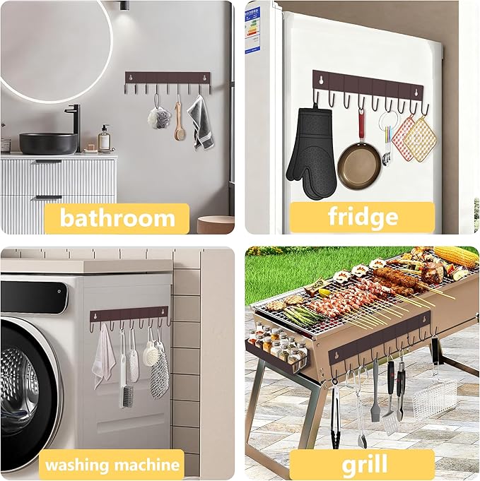 SMRCAD Magnetic Spice Rack Organizer for Fridge Seasoning Organizer for Kitchen storage with Screw Magnetic Shelf with Hook for Refrigerator and Oven (4pack1hook-Bronze) - Image 3