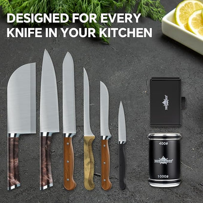The Innovative Knife Sharpener - Patented Multi-Angle Premium Rolling Knife Sharpener with Extra Replacement Head for Chef's, Fruit, and All Steel Knives (Black) - Image 5