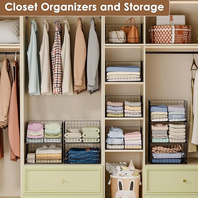 Yociyoga 3-Tier Stackable Closet Organizers and Storage Shelves, Foldable Closet Shelf Organizer, Stackable Storage Bins Drawers for Closet Organizer System, Black(Patent No. 30022416) - Image 9