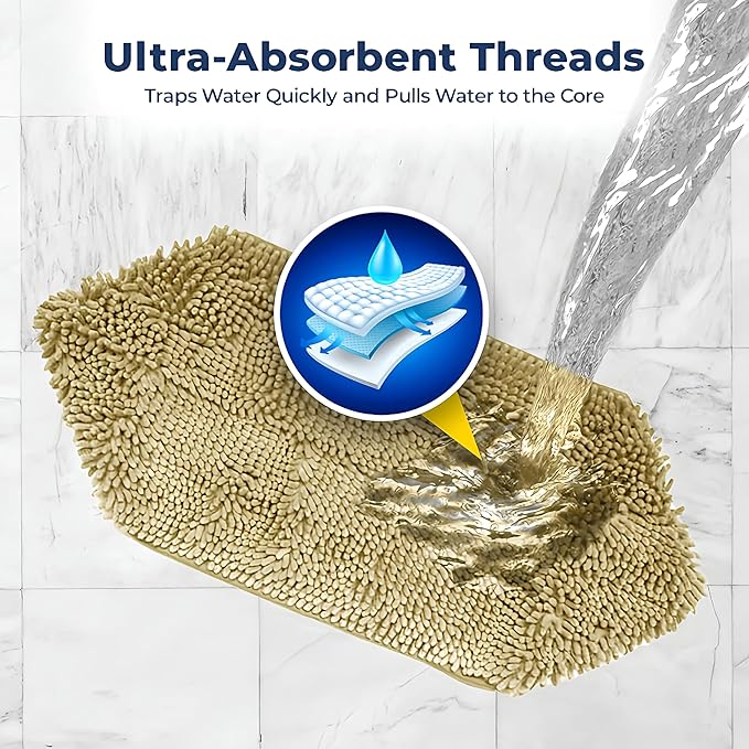 Muddy Mat Doggy Dryer, Highly Absorbent Microfiber Washable Dog Shammy Quick Drying Towel Absorber - Extra Soft Plush Wrap Chenille Bath Towels to Dry Soggy Large Pets & Small Puppy-Beige 19"x46" - Image 3