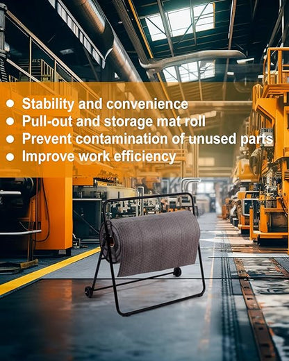Blulu Adjustable/Mobile Mat Roll Holder with Wheels Oil Absorbent Pads Holder Portable Mat Dispenser Utility Cart Accessories for Workshop Garage Factory, Easy to Move(Adjustable Style)