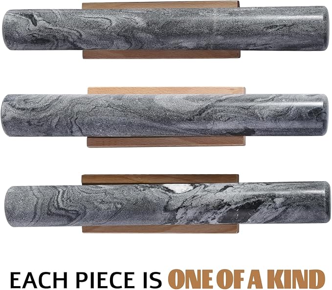 Koville African Natural Marble French Rolling Pin, 12inch Non-Stick Rolling Pin for Baking, Dough Roller for Pasta, Dumpling, Fondant, Pie, Bread, Pizza, Kitchen Baking Tools(Monte Grigio) - Image 5