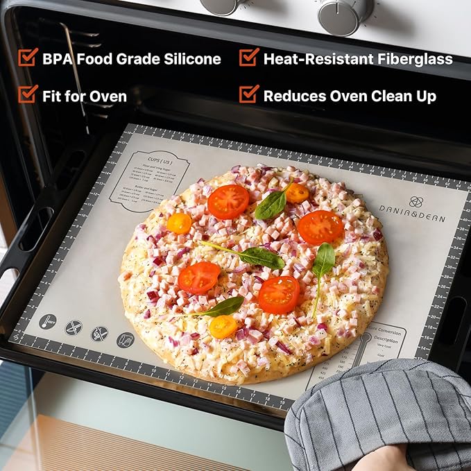Silicone Mat, 26 x 16inch Extra Large Non-stick Pastry Baking Mat with Measurement, Resuable Thick Cookie Sheet Counter Mat, Dough Rolling Mat, Oven Liner, Fondant/Pie Crust Mat - Image 2