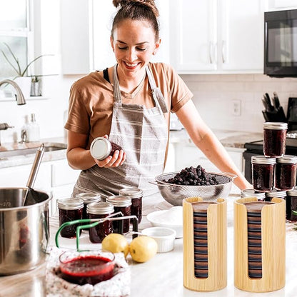 2 Pack Mason Jar Lid Organizer (Wide Mouth & Regular Mouth) Bamboo Ball Jar Wooden Storage Accessories for Home Kitchen Organization & Tumbler Lids, Fit Mason/Canning/Bamboo Lids - Image 8