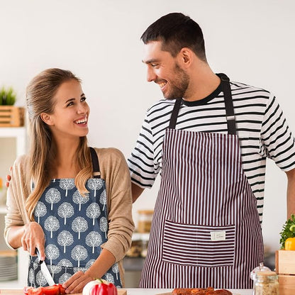 SATINIOR 3 Pieces Waterproof Bib Apron with 2 Pockets Adjustable Cooking Kitchen Apron for Women Men Chef BBQ Baking Cleaning