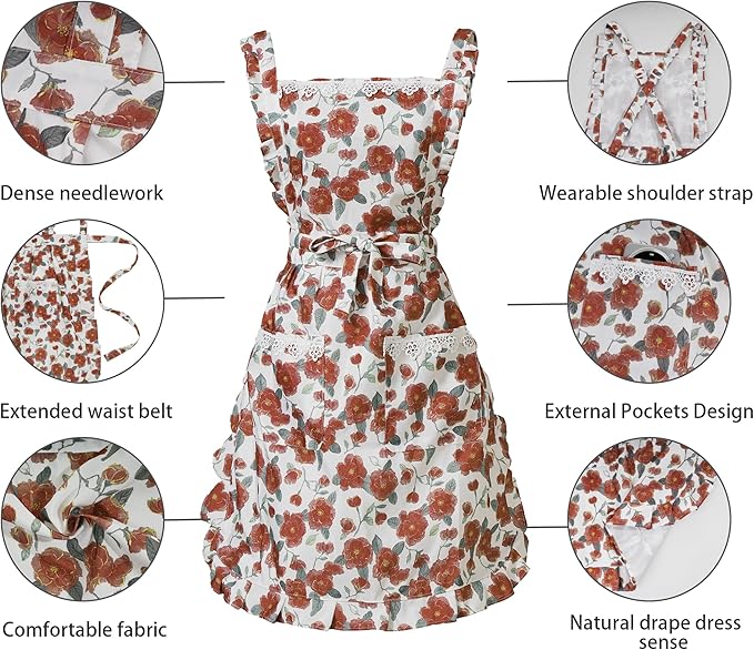 Funny Aprons for Women with Pockets, Kitchen Cooking Grilling Bbq Cute Chef Apron, Mothers Day Birthday Gifts for Women - Image 3