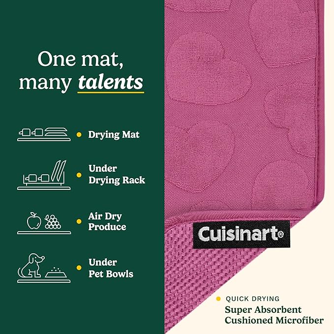 Cuisinart Dish Drying Mats for Kitchen Counter - (2) 18" x 24" Ultra Absorbent Dish Drying Mat XL - Foldable, Machine Washable, Fast Drying Dish Mat - Image 3