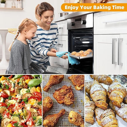 Air Fryer Basket for Oven, OPENICE 15.3" x 11.0" Large Air Fryer Tray and Pan with 30PCS Parchment Papers, Stainless Steel Oven Air Fryer Basket and Tray for Baking Grilling