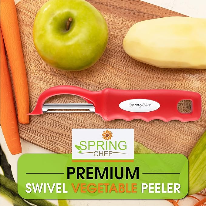 Spring Chef Professional Red Swivel Vegetable Peeler for Kitchen, Stainless Steel Potato Peelers with Soft Grip Handle, Perfect for Peeling Apple, Veggie, Fruit, Carrot, Dishwasher Safe - Set of 2 - Image 7