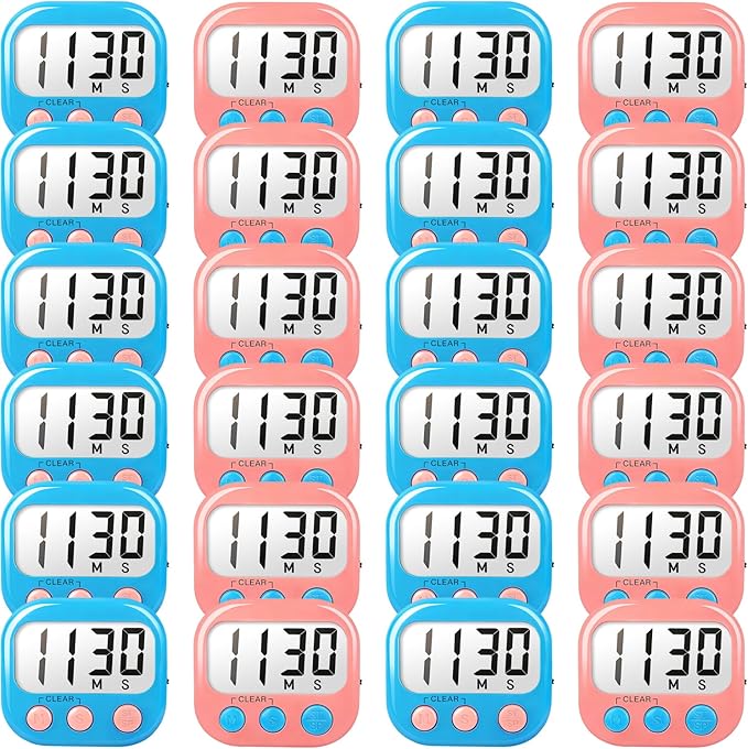 Classroom Timers for Teachers Kids Large Magnetic Digital Timer Teacher Supplies 24 Pack-Blue Pink by AOUCE