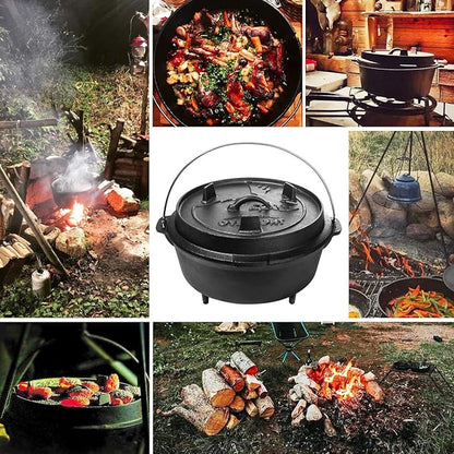 Overmont Camp Dutch Oven Pre Seasoned Cast Iron Lid Also a Skillet Casserole Pot with Lid Lifter for Camping Cooking BBQ Baking 9QT(Pot+Lid) - Image 5