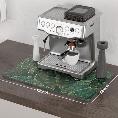 Rnivvi Coffee Mat, 12" x 19" Cute Tropical Theme Coffee Bar Mats for Espresso Machine Station Accessories and Organizer, Hide Stain Rubber Backed Absorbent Dish Drying Pad for Kitchen Counter, Palm - Image 2