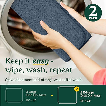 Cuisinart Dish Drying Mats for Kitchen Counter - (2) 18" x 24" Ultra Absorbent Dish Drying Mat XL - Foldable, Machine Washable, Fast Drying Dish Mat (Geostripe) - Image 6