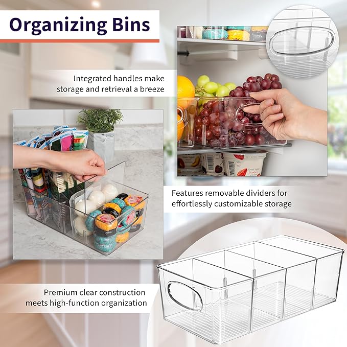 ClearSpace Plastic Pantry Bins with Removable Dividers - Kitchen Storage and Organization (4 Pack) - Image 3