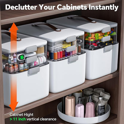 CTIME 3-Tier Medicine Organizer with Pill Case - Portable Pill Case & Empty First Aid Kit for Home, Travel, RV, School, Dorm, Ideal Elderly, Father Gift - Image 2